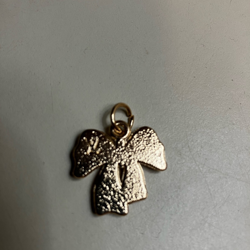 Louis Vuitton stamped Gold and Light Blue Bow Pendant charm - Picture 3 of 4